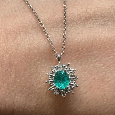 Recarlo Pendente Donna Camelia con Smeraldo e Diamanti