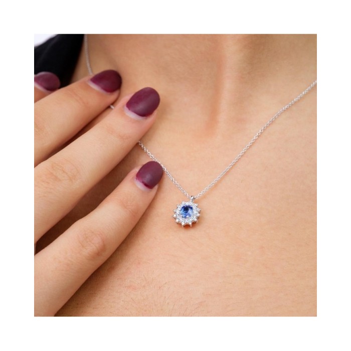 Recarlo Camellia Woman Pendant with Sapphire and Diamonds