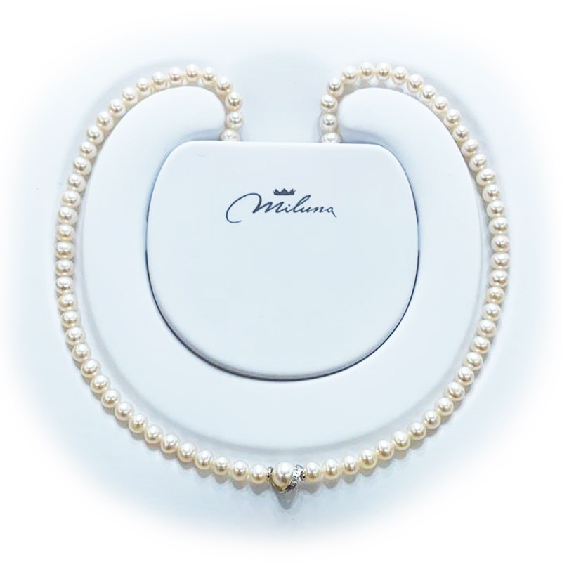 Necklace of oriental pearls and white gold Miluna PCL1835V