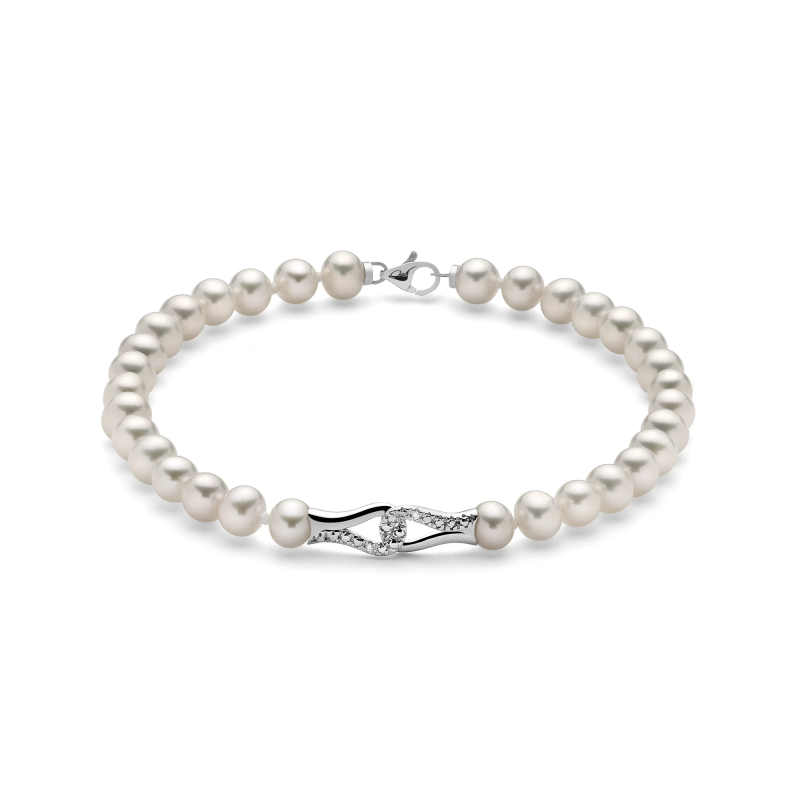 Bracelet of white pearls and diamonds Miluna PBR3245