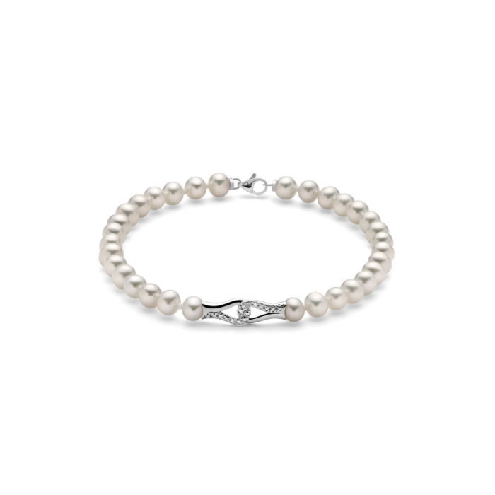 Bracelet of white pearls and diamonds Miluna PBR3245