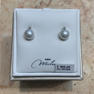 Pearl earrings with diamonds Miluna PER2302