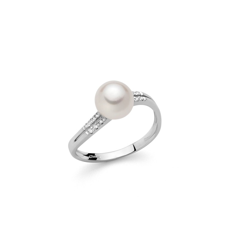 Miluna ring in white gold with pearl and diamonds PLI1597