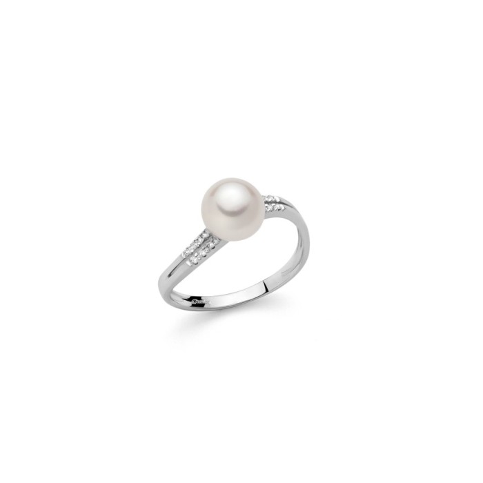 Miluna ring in white gold with pearl and diamonds PLI1597