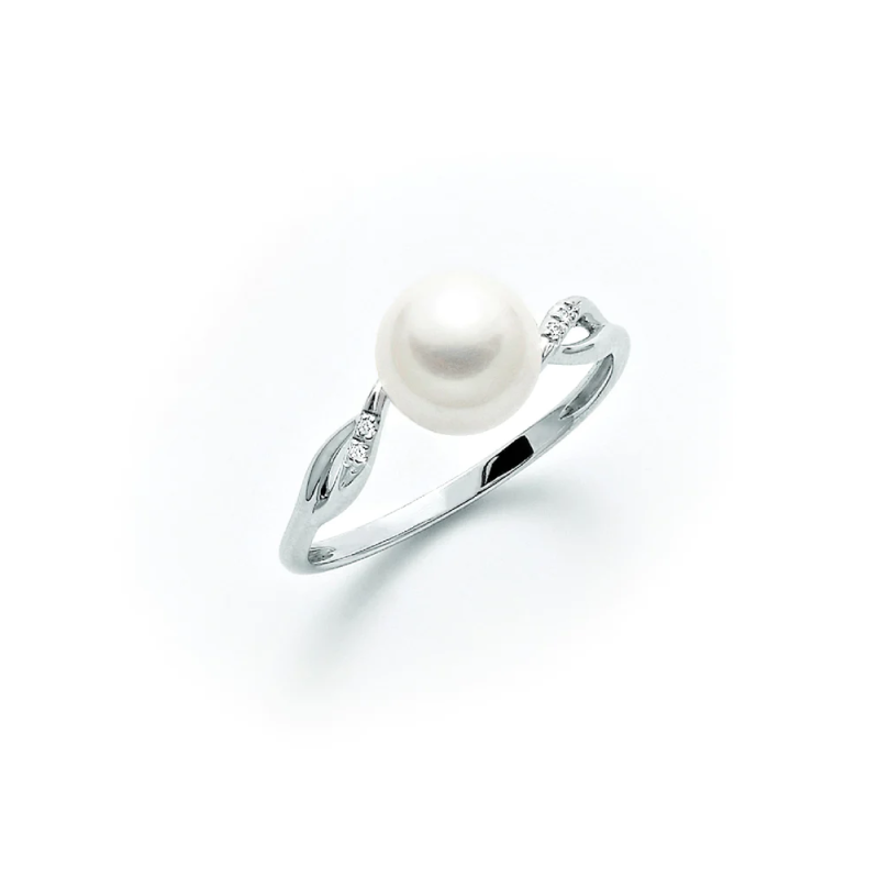 Miluna ring in white gold with pearl and diamonds PLI1587