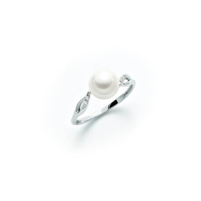 Miluna ring in white gold with pearl and diamonds PLI1587