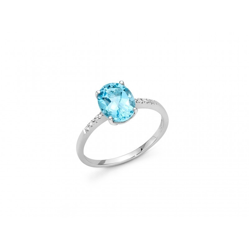 Miluna ring in white gold with topaz and diamonds LID3257