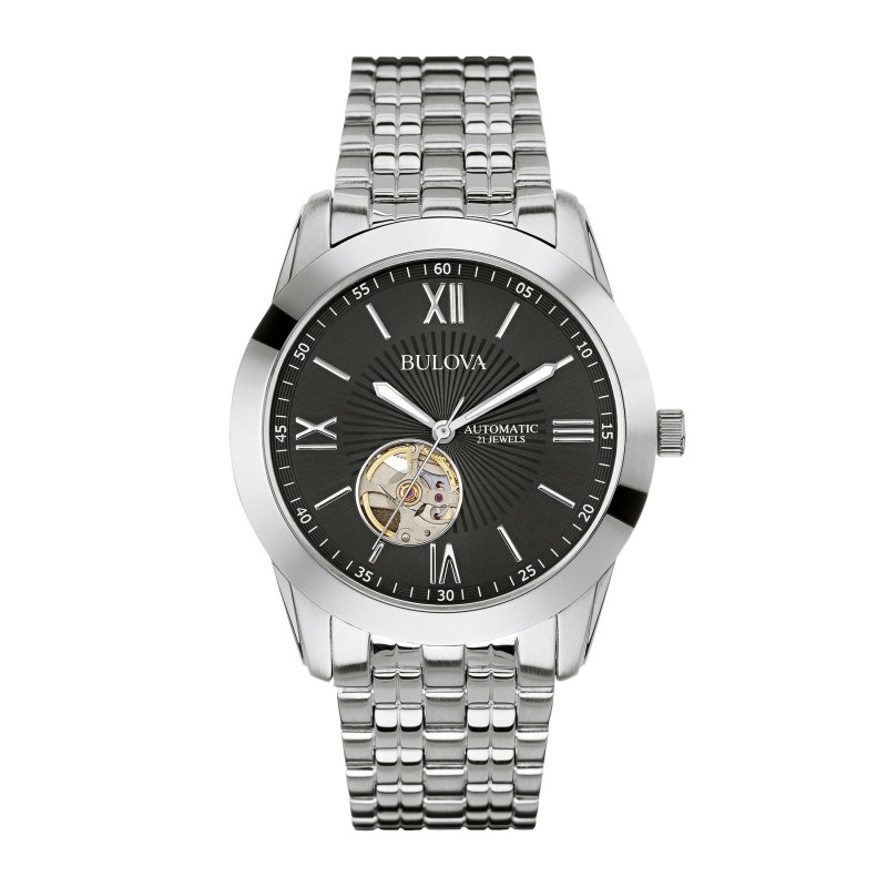Men's Automatic Watch Bulova Open Heart 96A158 Black