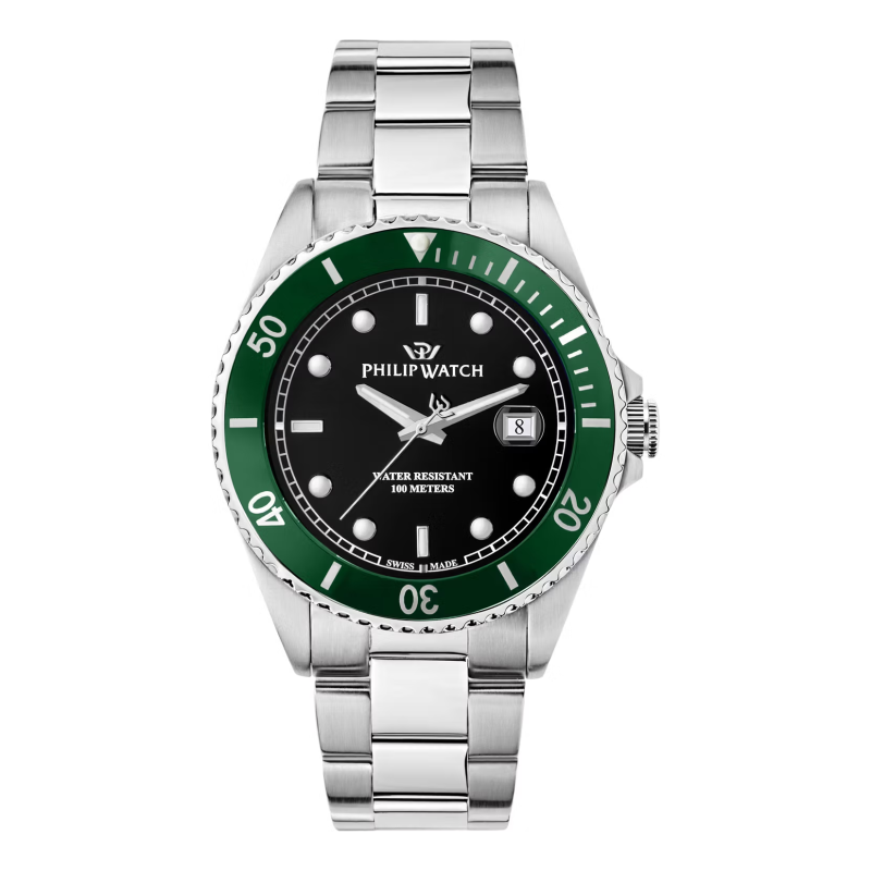 Quartz men's watch Philip Watch Caribe Diving R8253597086 Black and green